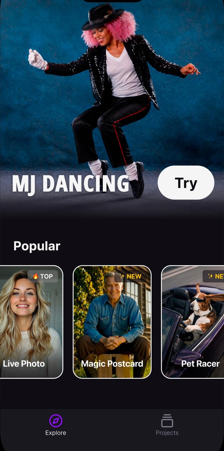 AI Dance effect in the Live Photo app